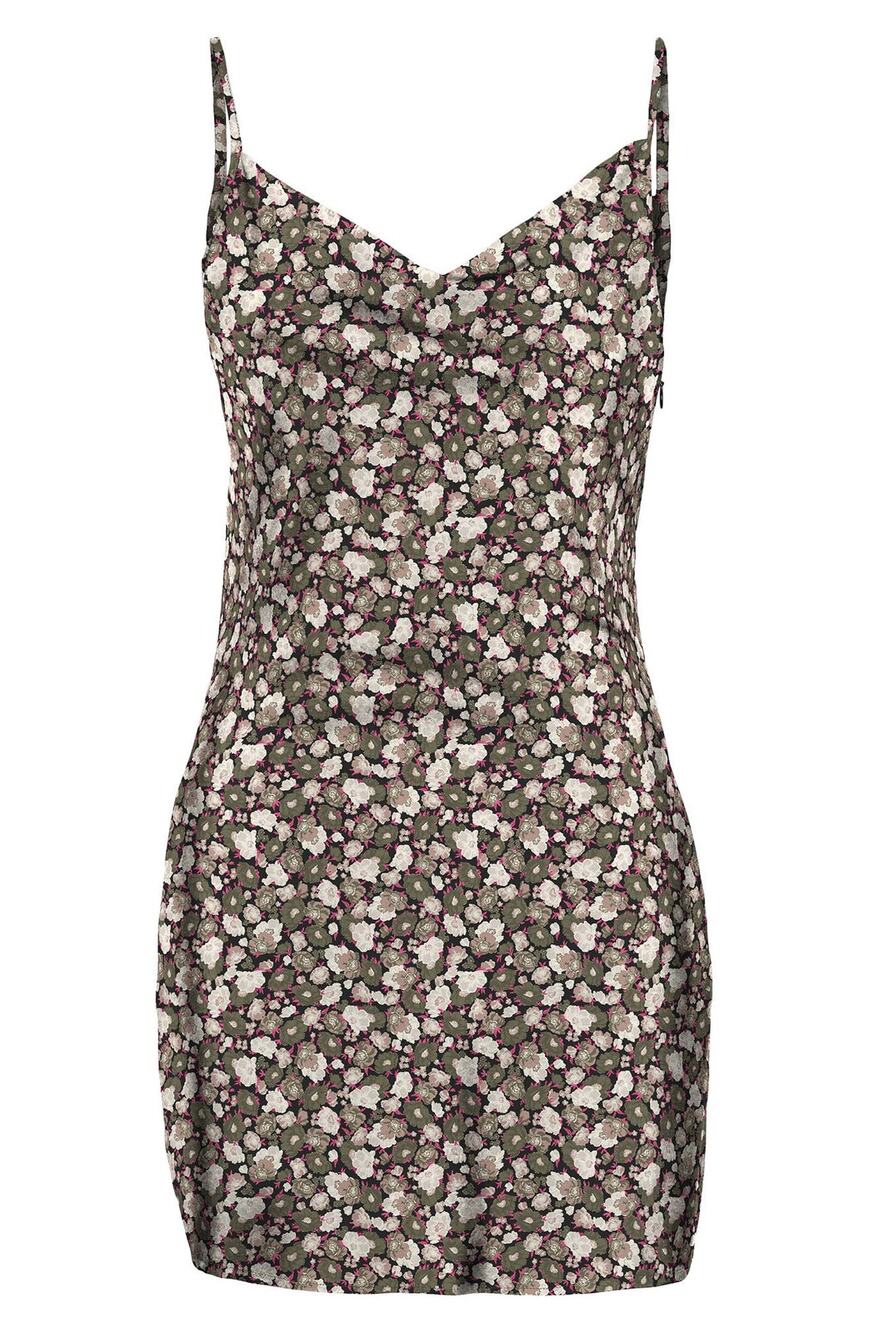 Vero Moda Floral Ivy Green Helen Cowl Neck Slipdress Size XS